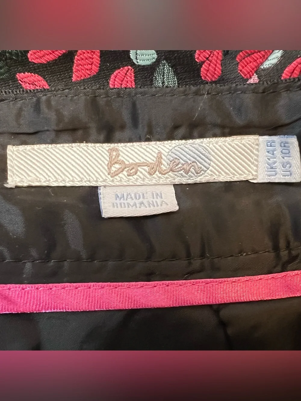 Boden Straight Pencil Skirt Women’s Size 10 Black Floral AOP Summer Work Preppy